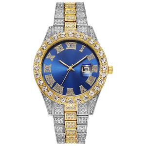 Montre à quartz hip-hop personnalisée à succès pour hommes, bracelet en acier, cadran à échelle romaine avec affichage du calendrier en diamant, style tendance et professionnel - Product Image 6