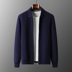 Cardigan da Uomo Autunno e Inverno in 100% Cashmere <span class=keywords><strong>con</strong></span> Cerniera e Collo a Camicia Maglione Lavorato a Maglia Personalizzazione all'Ingrosso - Product Image 2