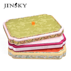 Jinsky Palace Lidded Jewelry Tray Silk Jacquard Fabric Jewelry Organizer Dustproof Display Tray for <b>Ring</b> Bracelet <b>Necklace</b> - Product Image 2