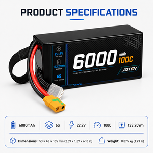 Batterie LiPo pour drone 6000mAh 6S 22.2V 100C 133.20Wh avec connecteur XT90 pour FPV UAV Avion RC Fournisseur B2B OEM ODM Marque Privée Vente en Gros - Product Image 5