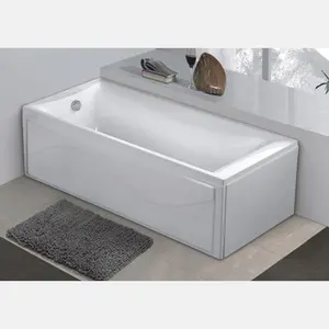 Conception simple 5 ans de garantie Seuil unique Baignoire de salle de bain intégrée en résine solide blanche