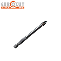 Foret à verre EUROCUT à tête plate/croisée avec carbure YG6X pour carrelage en verre