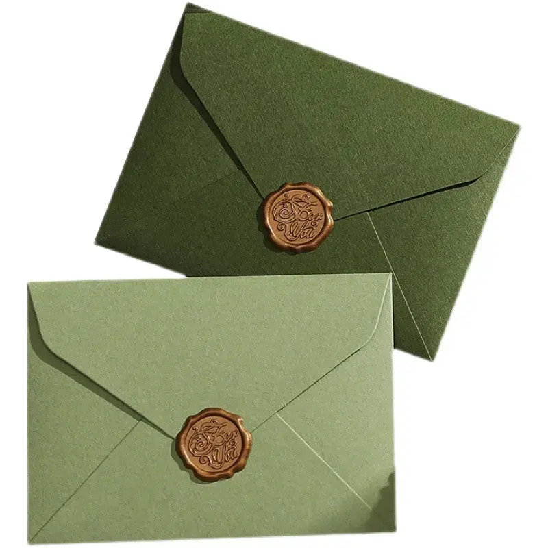 새로운 핫 세일 봉투 결혼식 주문 종이 봉투 녹색 청첩장 봉투 5x7 포장