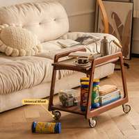 Vente en gros usine : Petit chariot de service en bois massif nordique, table d'appoint, table d'angle de canapé, table à thé rétro, étagère de rangement, chariot de salle à manger