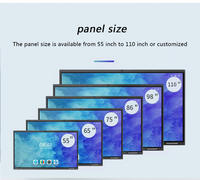 Tableau blanc interactif LCD 4K de 65/75/85/86/98/110 pouces avec système d'exploitation Android et Windows, tactile capacitif pour le bureau, l'éducation et les réunions