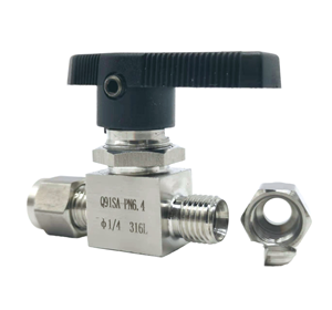 วาล์วควบคุมการไหล ไฮดรอลิก สแตนเลส สตีล นิวเมติก อินสตรูเมนท์ ดับเบิ้ลเฟอร์รูล วาล์วบอล 2 ทาง น้ำ OEM แรงดันสูง - Product Image 1