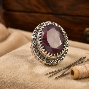Moku Jewellery Beautiful Design Vintage Bohemian Style Sterling 925 <b>Silver</b> Oval Big Natural Garnet Gemstone Bezel Set <b>Ring</b> <b>Men</b> - Product Image 4