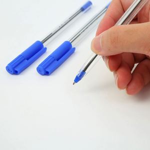 Bolígrafo de Plástico Promocional Barato al por Mayor, Cuerpo Transparente, Ancho de Escritura de 1.0 mm, Impresión Digital, Logotipo Personalizado, Rojo/Azul/Negro - Product Image 3