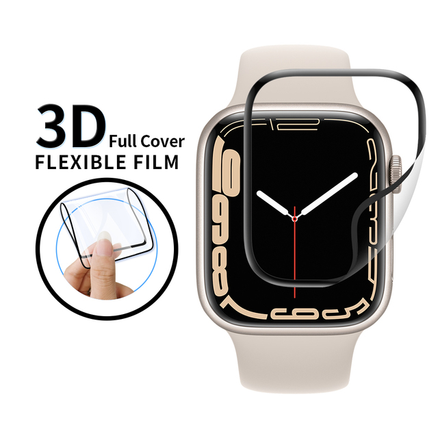 Film Screen Protector Hybrid Tempered Glass Protector for Apple Smart Watch 4/5/6/7/SE Pmma Watch Protector 38/40/42/44/41/45mm