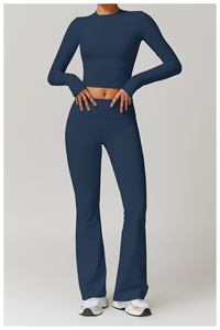 Wholesale Custom High Quality Nylon XL Flare Leggings Fitness Apparel <strong>Gym</strong> Scrunch Adults Running Nude Feeling <strong>Cheap</strong> Yoga <strong>Sets</strong> - Product Image 4