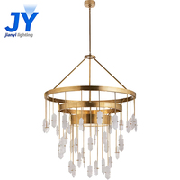 Lustre de plafond rond professionnel pour la pièce, en cuivre et acier inoxydable, lumière chaude LED, luminaire suspendu