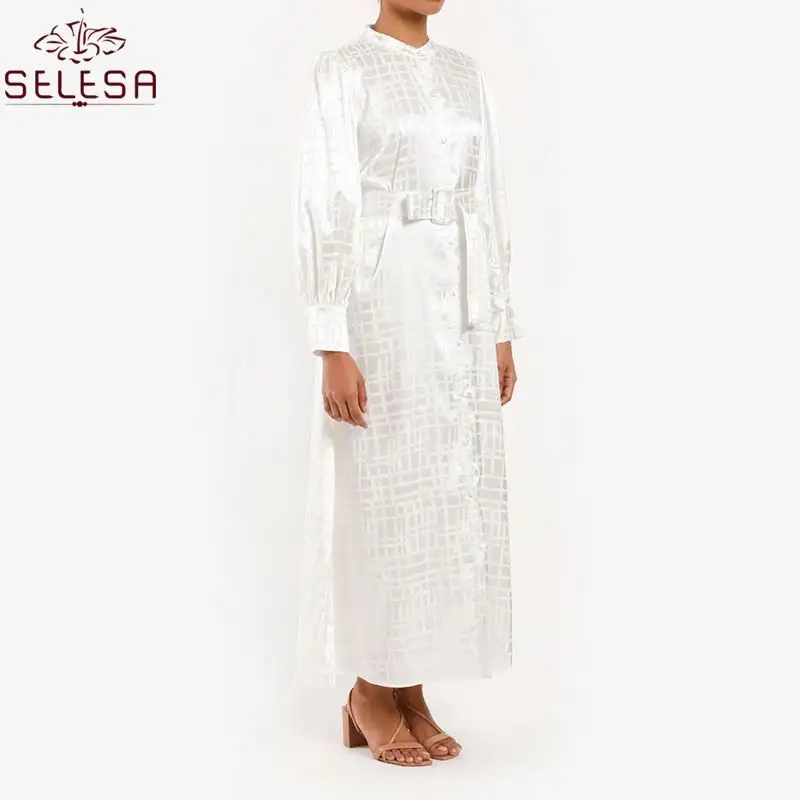 Falda gasa de mulheres vestidos, blusa de verão islâmica vestidos de poliéster mangas femininas abaya vestido longo