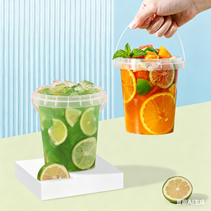 Gobelet en plastique transparent PP jetable personnalisé de la marque NAJIE, imprimé en sérigraphie, 32 oz (500 ml), avec couvercle et poignée, pour thé au lait Boba - Product Image 1