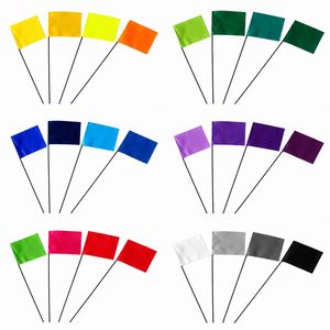Drapeaux utilitaires en tissu polyester haute visibilité de 5,5 x 8,3 pouces avec tige en fil d'acier pour l'irrigation et le marquage des limites - Product Image 3