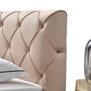 CK14 2022 Top Seller Muebles de dormitorio modernos Marco de cama de cuero Marco de cama de madera King Size Cama de matrimonio China Color Rosa 1,5 m Pino - Product Image 3