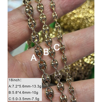 럭셔리 패션 신상 주얼리 18K 옐로우 골드 Au750 정품 리얼 골드 3.5mm 4.6mm 5.6mm 링크 커피빈 체인 목걸이 (여성/남성용)