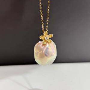 Accessoires en perles DIY 31220 Pendentif en argent S925 avec perles rondes de 10 à 13 mm Support vide Pendentif or et argent - Product Image 2