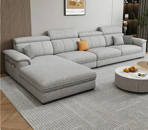 Sofá de Tela de Lino y Algodón de Estilo Nórdico Minimalista, Sofá Recto Ligero y Lujoso, Suave y Cómodo para Sala de Estar con <span class=keywords><strong>Chaise</strong></span> Longue - Product Image 3