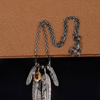 Csja — collier de travail en argent Sterling S950 pour hommes et femmes, pendentif en plume d'aigle, rouge Turquoise, chaîne S925, tendance