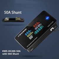 Voltmeter Digital KWS-DC200, Voltmeter DC 0-200V voltase tujuh fungsi pengukur energi daya tampilan warna LED Wattmeter 0-10/50/100A