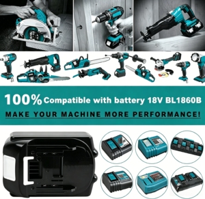Compatible avec BL1860B BL1850B <span class=keywords><strong>BL1840B</strong></span> BL1830B BL1815B, batterie de perceuse rechargeable au lithium-ion 18V - Product Image 4