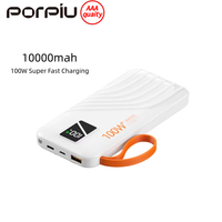 Batterie externe personnalisée certifiée CE, 100W, charge super rapide, affichage numérique LED, ultra-mince, lithium polymère, grande capacité 10000mAh
