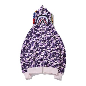 Sweat-shirt à capuche camouflage requin de haute qualité, 100% coton, fermeture éclair intégrale, unisexe, streetwear pour hommes et femmes - Product Image 3