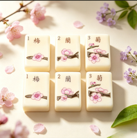 Ensemble de Mahjong de Luxe Américain en Acrylique Ivoire Sculpté, avec Table et Chaises, Cadeaux de Jeu, Tuiles de Mahjong Créatives Polies à la Main