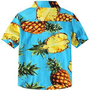 Dernière conception bleu clair imprimé ananas hawaïen chemise décontractée à manches courtes pour enfants - Product Image 2