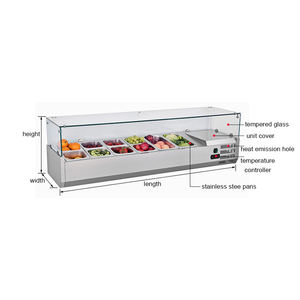 Comptoir réfrigérant commercial pour fruits, bar à salades, réfrigérateur pour la préparation de pizzas, réfrigérateur de présentation, <span class=keywords><strong>vitrine</strong></span> réfrigérée - Product Image 2