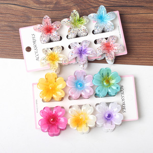 Ensemble de 6 pinces à cheveux en plastique de 4 cm, design européen et américain, motif floral élégant et mignon, pour queue de cheval, accessoires de <span class=keywords><strong>mariage</strong></span> pour femmes - Product Image 3
