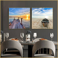 Collection d'art mural Paysages marins côtiers en quatre scènes : Océan, Plage, Coucher de soleil, Quai – Idéal pour Salon, Maison de plage, Hôtel