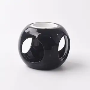 Wholesale aroma fragrance Tealight candle holder Black ceramic oil burner