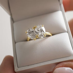 Parures de bijoux tendance, zircon cubique 5A taille poire et ovale 7x9mm, plaqué or classique, bague de mariage et de fiançailles romantique pour femme - Product Image 4