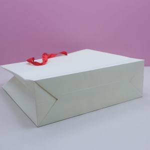 Luxury Custom Printed Your Own Logo White Brown Kraft Gift Craft Shopping Paper Bag With <b>Ribbon</b> - Product Image 2