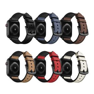 Correa de Reloj de Cuero y Silicona de Lujo al por Mayor con Hebilla de Acero Inoxidable, Correa de Repuesto de Cuero para Apple Watch 10/9/8/SE 46mm 49mm - Product Image 4