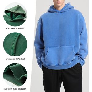 2025 unisexe poids lourd coton à capuche femmes surdimensionné lavage à l'acide Vintage lavé sweat XS taille solide pour hommes femmes - Product Image 2