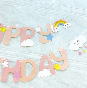 DAMAI Children Party Happy Birthday Hanging Decorations Rainbow Cloud Star Elememnts Portable Paper Letter <b>Banner</b> - Product Image 4