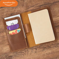 Carnet de poche en cuir de vachette Crazy Horse avec logo gravé personnalisé, couverture rigide vintage, rechargeable, mini journal AssurePrint