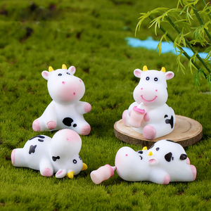 Dibujos animados miniatura <span class=keywords><strong>vaca</strong></span> <span class=keywords><strong>3D</strong></span> resina arte Micro paisaje muebles para el hogar figura Animal de madera para adornos de Acción de Gracias jardines - Product Image 1
