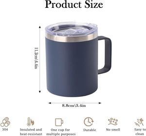 In Bulk Custom Insulated Double Wall Stainless Steel Ice Travel 14Oz <b>Coffee</b> Cup With Handle Lid and Straw - Product Image 3