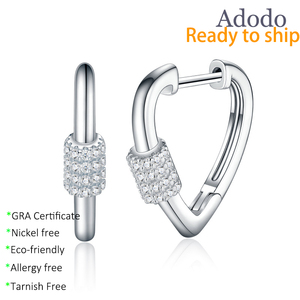 Pendientes de aro triangulares de moissanita de 1 mm con certificación VVS1 D Color, <span class=keywords><strong>plata</strong></span> 925 con baño de rodio, joyería antideslustre para mujer - Product Image 1