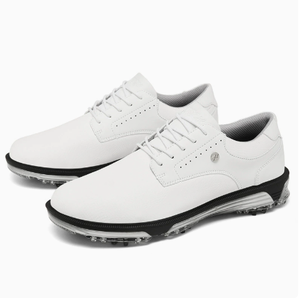 Men's <b>Golf</b> Shoes Genuine Leather Upper TPU Outsole EVA Midsole Black White Spike Design - Product Image 1