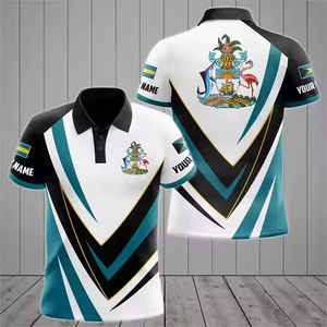 Camiseta Polo Deportiva de Manga Corta con la Bandera de Bahamas para Hombre, Sublimación Personalizada, para Eventos de Celebración Nacional, Venta al Por Mayor - Product Image 2