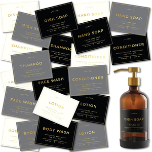 Etiquetas adhesivas impermeables para dispensador de jabón de vidrio ámbar y botellas de plástico, juego de ducha de baño y cocina - Product Image 1