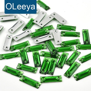 Strass en résine Oleeya en vrac, pierres précieuses à coudre, cristaux rectangulaires fins AB avec dos argenté, à coudre pour robe de mariée - Product Image 1