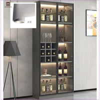 Meuble de luxe 2024 pour salon, bar à vin en bois sur mesure avec vitrine, armoire de présentation en bois massif