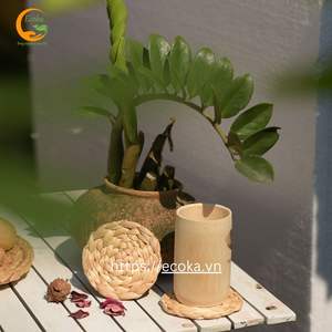 Petit ensemble de napperons ronds en jacinthe d'eau personnalisables sous-verres et napperons avec fonction d'essuyage - Product Image 1