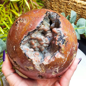 Venta al por Mayor de Esferas de Ónix Rojo de Alta Calidad, Esfera de Ágata Roja Volcánica, Artesanía con Piedras Preciosas para Decoración del Hogar - Product Image 1