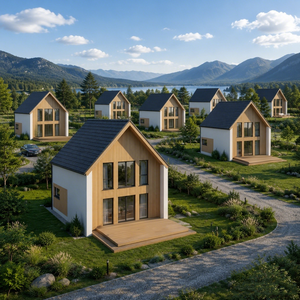 Maison préfabriquée en acier léger à toit en A, style cabane <span class=keywords><strong>scandinave</strong></span> avec extérieur en bois naturel pour maison de vacances et projet de retraite en montagne - Product Image 3